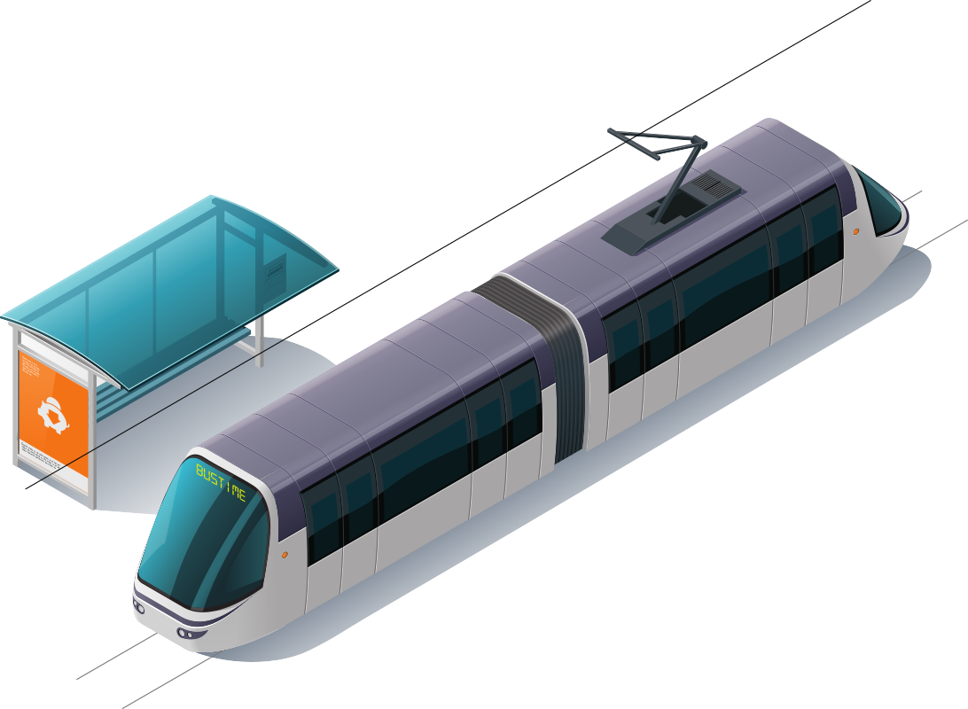 स्टॉप के पास ट्राम