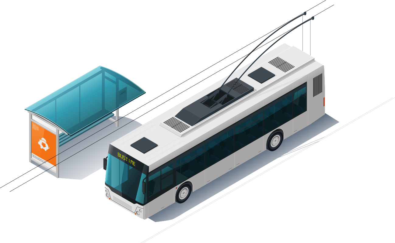 स्टॉप के पास ट्रॉलीबस